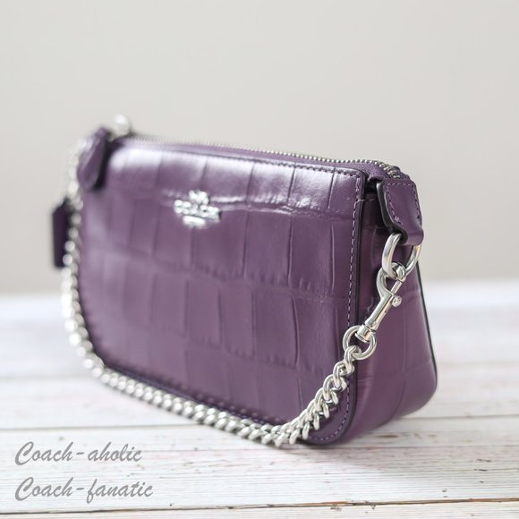 NWT Coach CN382 Nolita 19 in Crocodile-embossed Leather Silver/Amethyst - Picture 5 of 10